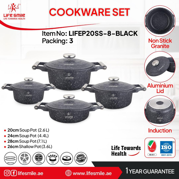 سرویس قابلمه لایف ۸ پارچ مدل LIFEP20SS-8-GRAY